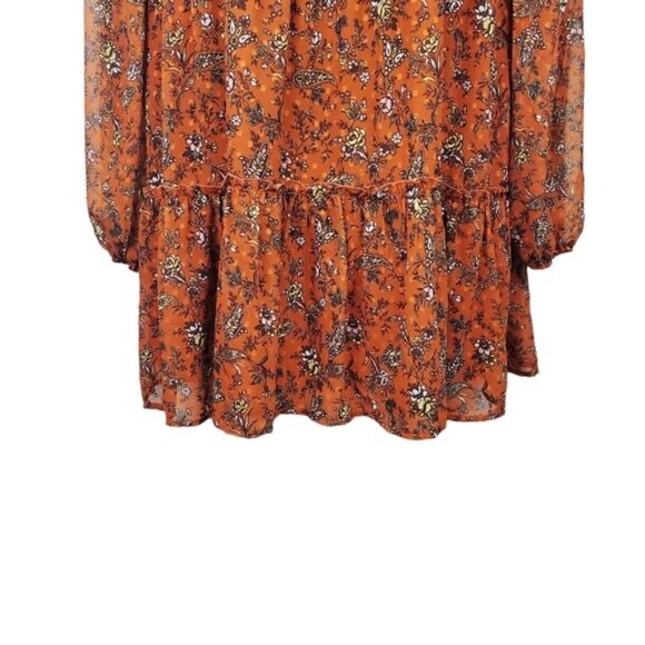 Forever 21 Womens Rust Dot Floral Print Chiffon Tiered Mini Dress Size M NWT - Picture 3 of 8